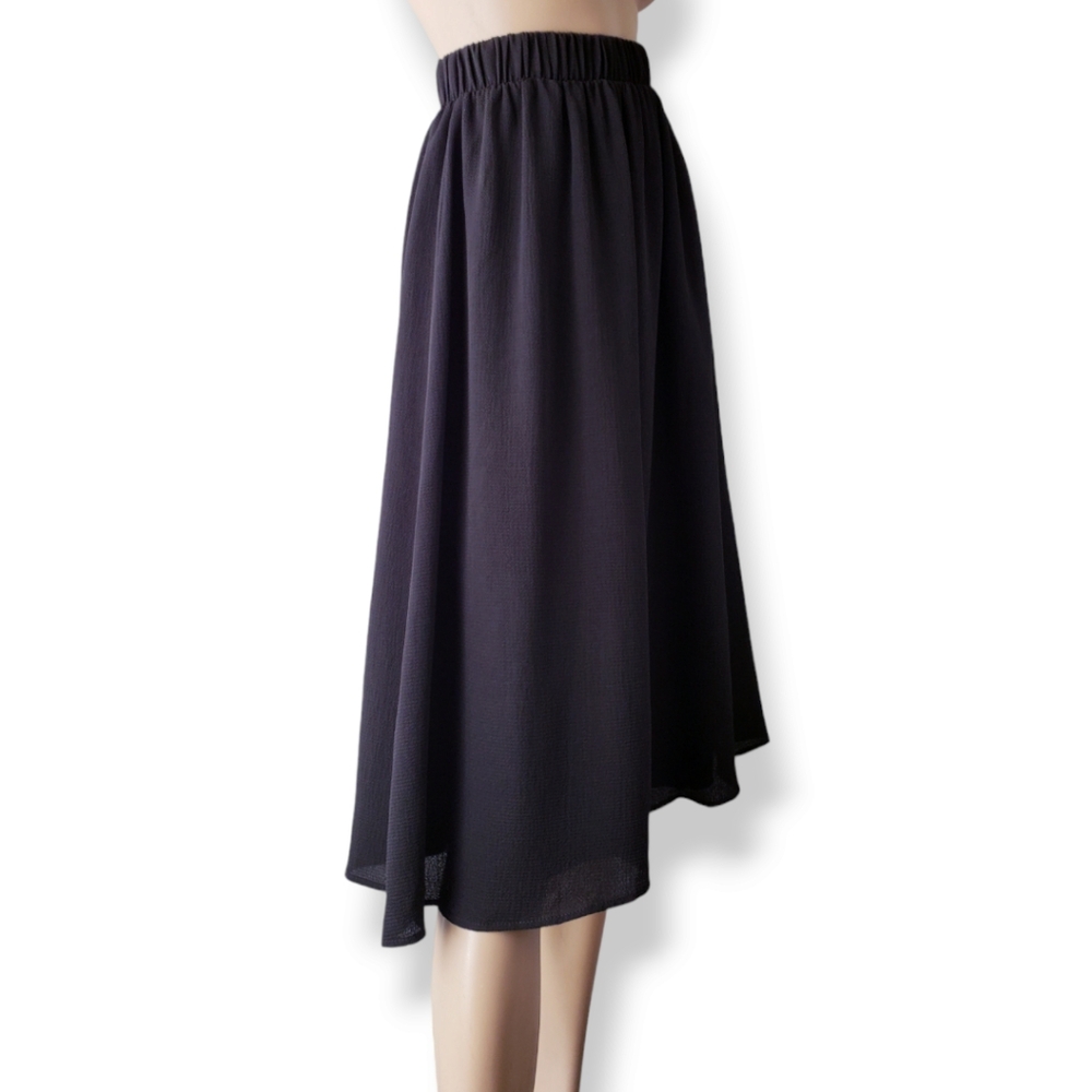 A'gaci Black Textured A-Line Midi Skirt - Picture 5 of 8